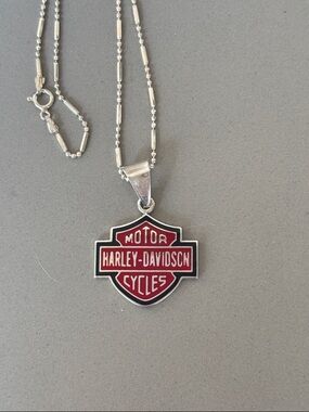 Harley-Davidson 925 Sterling Silver Bar & Shield Logo Pendant Necklace 23”